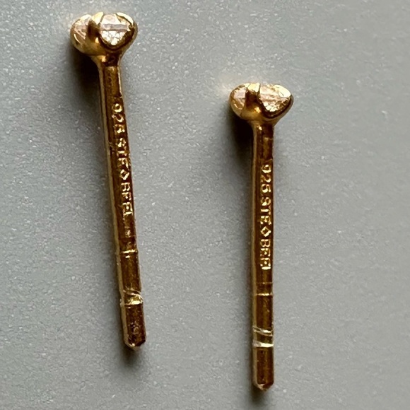 14K Gold Vermeil Teeny Tiny Minimalist Stud Earrings 2mm - Picture 6 of 9